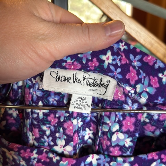 Vintage Diane Von Furstenberg Purple & White Ditsy Floral Maxi Skirt Size 8 - Picture 5 of 7
